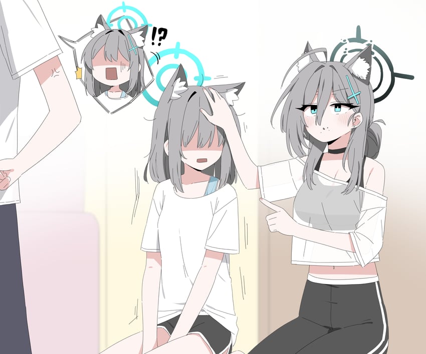 sensei, shiroko, and shiroko terror (blue archive) drawn by b.t._(boob_tong)