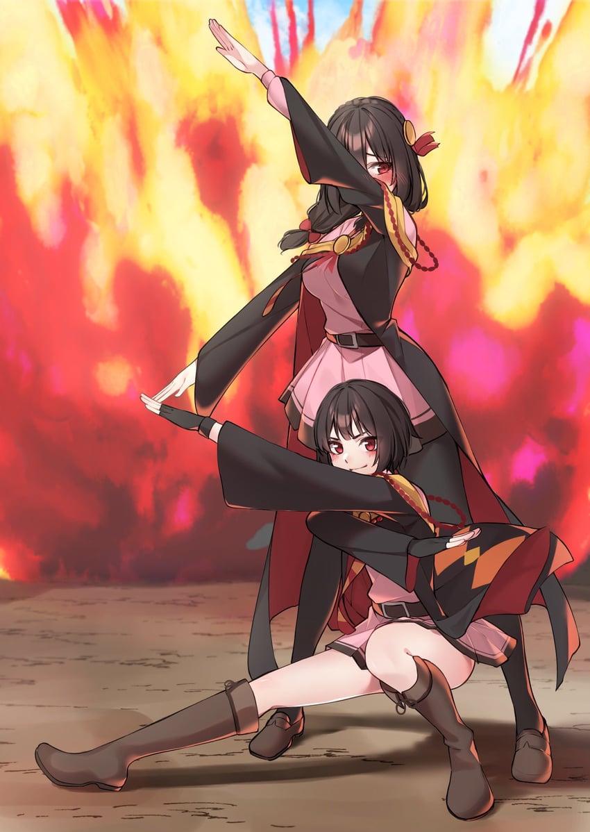 megumin and yunyun (kono subarashii sekai ni shukufuku wo! and 1 more) drawn by sarasara_shoyu