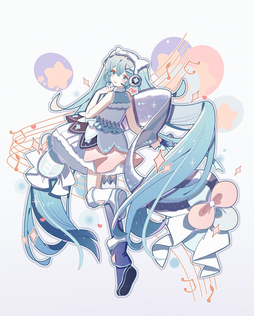 hatsune miku and magical mirai miku (vocaloid and 1 more) drawn by bg5120