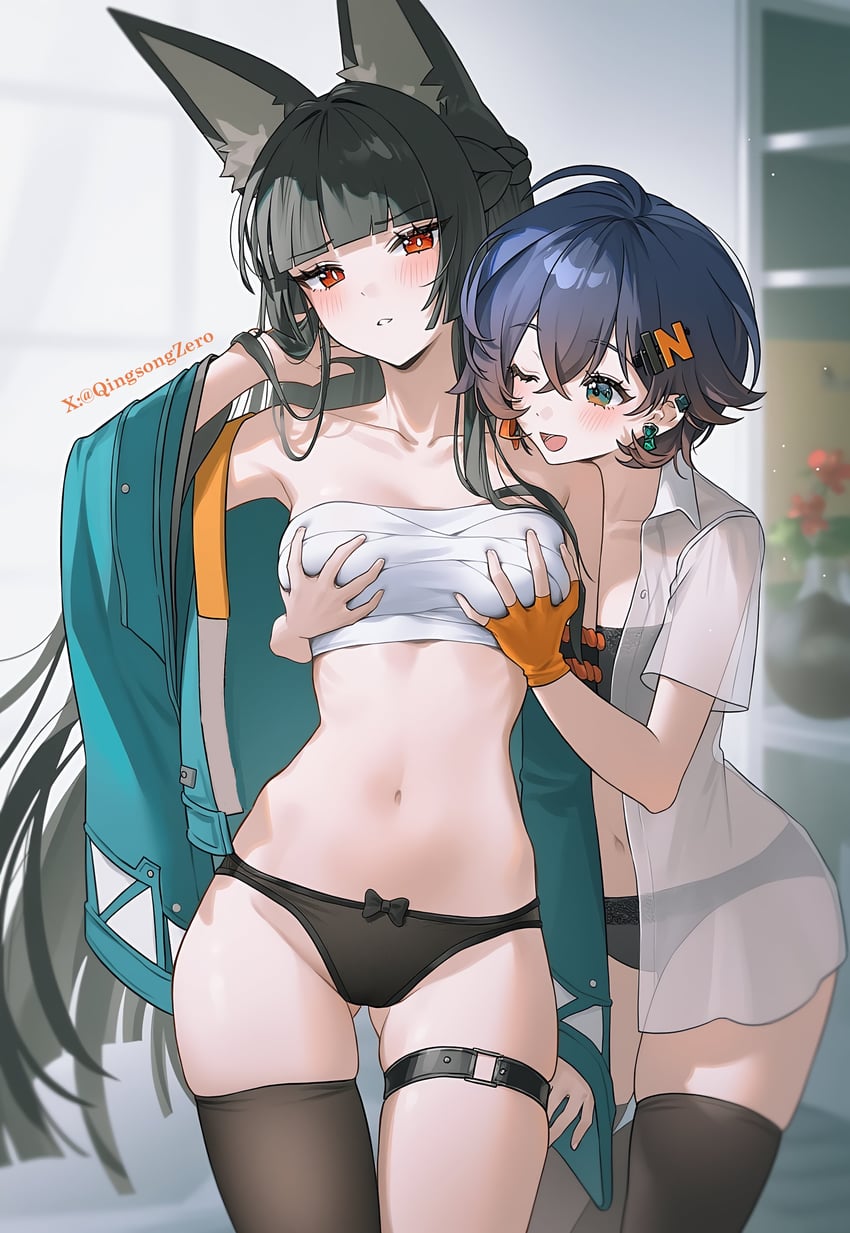 hoshimi miyabi and belle (zenless zone zero) drawn by zero_(qingsongzero)