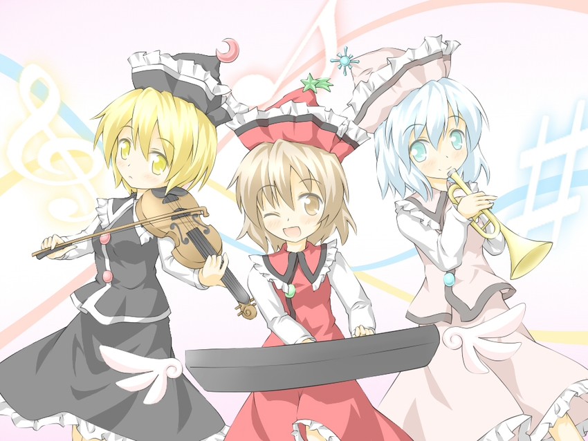 lunasa prismriver, merlin prismriver, and lyrica prismriver (touhou) drawn by shino_megumi