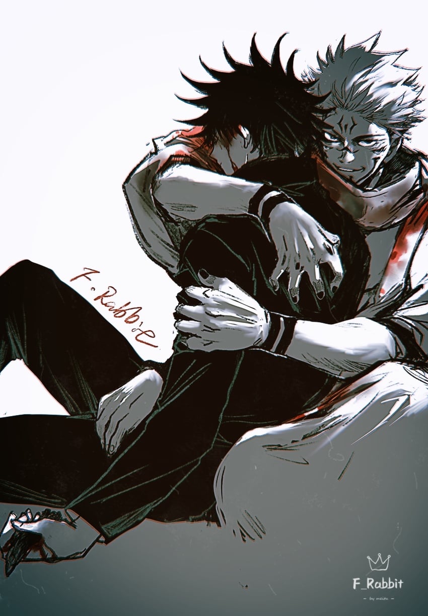 fushiguro megumi and ryoumen sukuna (jujutsu kaisen) drawn by f_rabbit