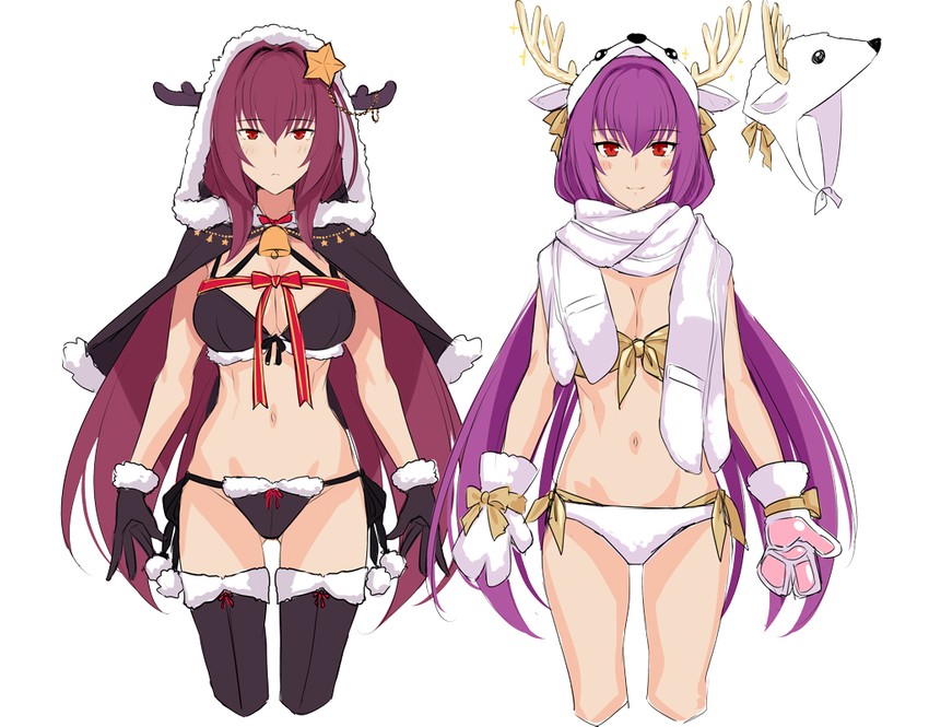 scathach and scathach skadi (fate and 1 more) drawn by okitakung