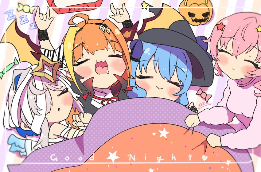 hoshimachi suisei, amane kanata, kiryu coco, and anemachi (hololive) drawn by sakuramochi_(sakura_frappe)