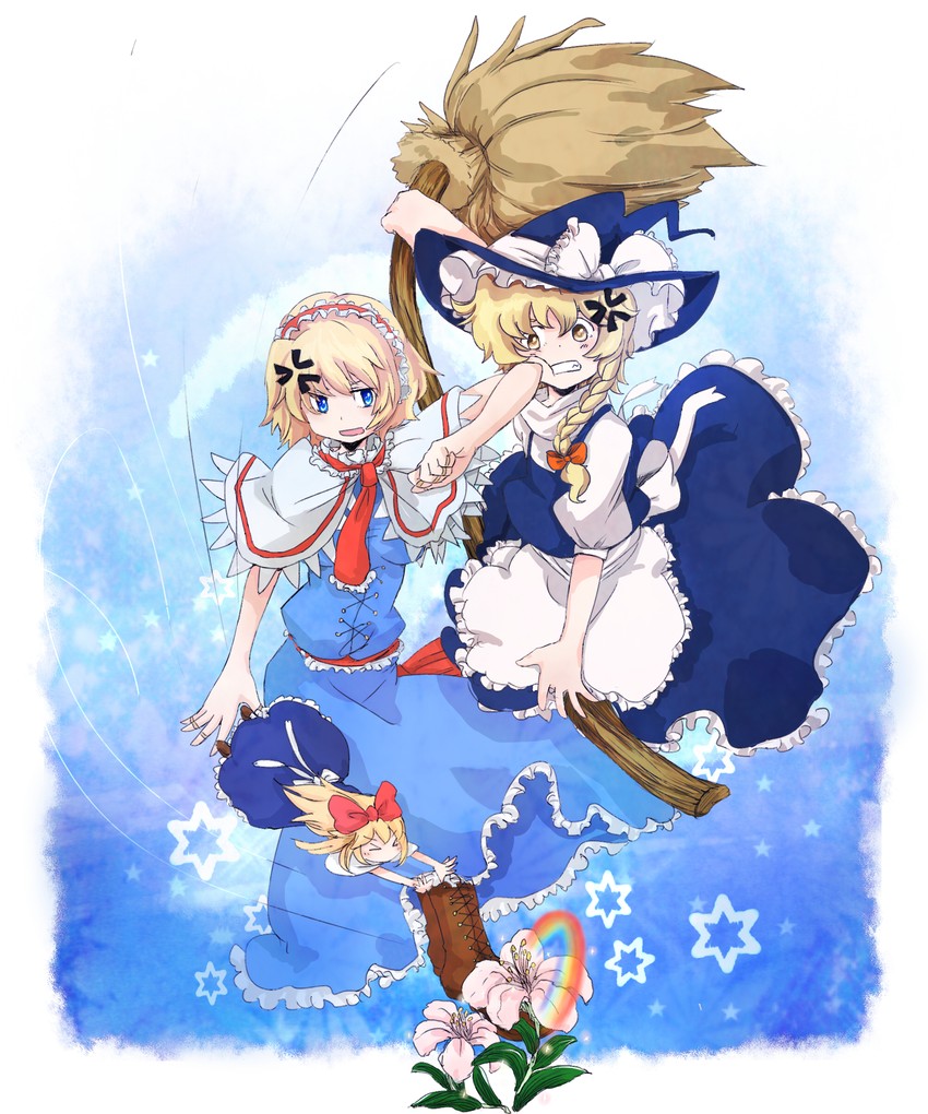 kirisame marisa, alice margatroid, and shanghai doll (touhou) drawn by tigern