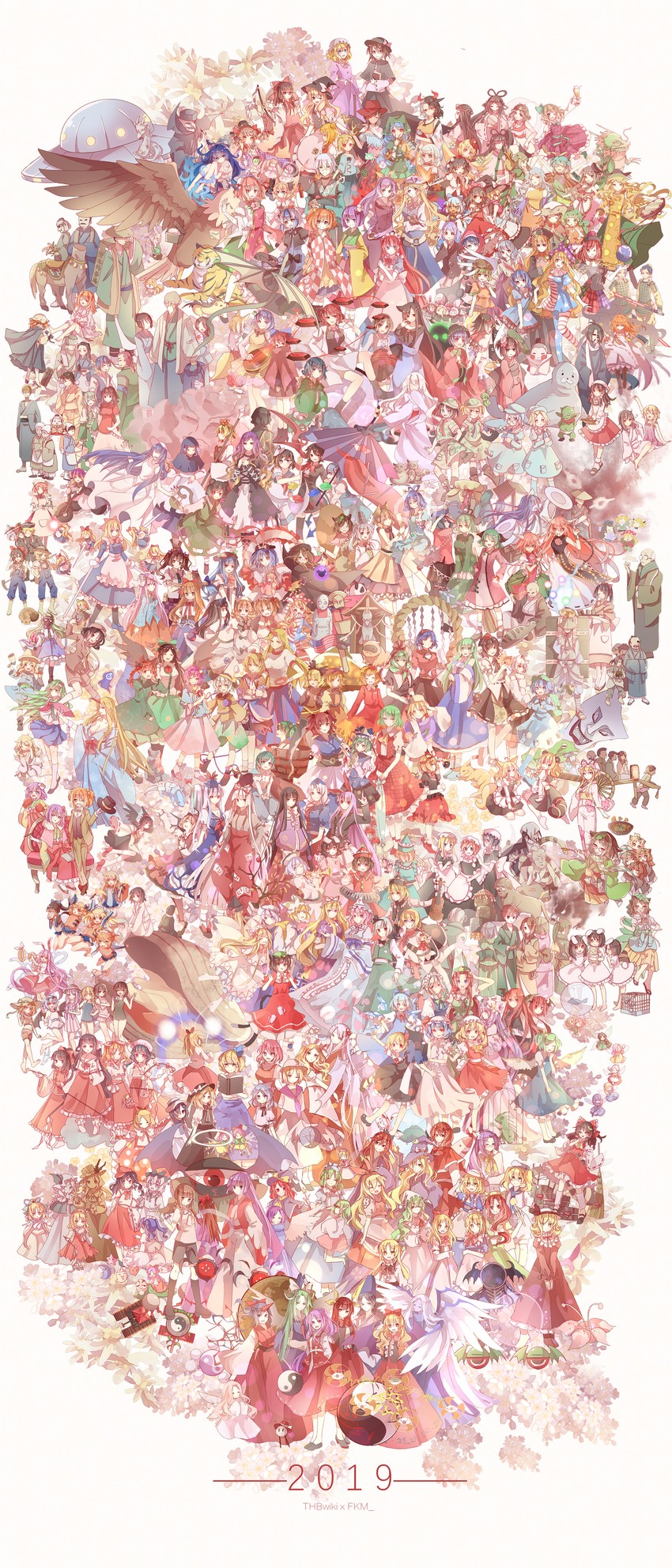 hakurei reimu, kirisame marisa, remilia scarlet, flandre scarlet, izayoi sakuya, and 208 more (touhou and 36 more) drawn by yasato