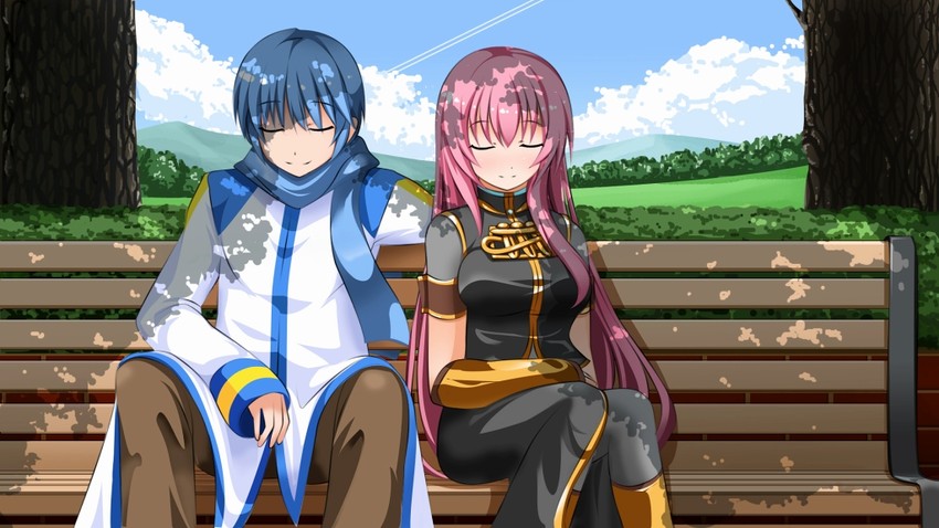 megurine luka and kaito (vocaloid) drawn by yakitori_(oni)
