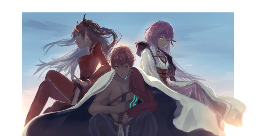 tohsaka rin, emiya shirou, matou sakura, and senji muramasa (fate and 1 more) drawn by mifuru