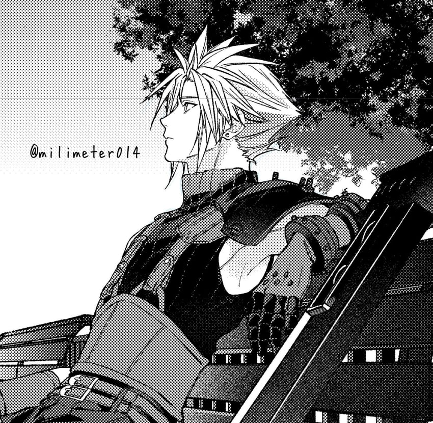 cloud strife (final fantasy and 2 more) drawn by yunyunonigiri