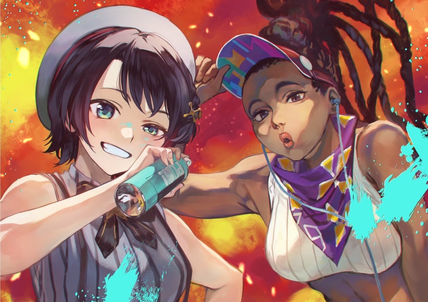 oozora subaru and kimberly jackson (hololive and 2 more) drawn by otsudou