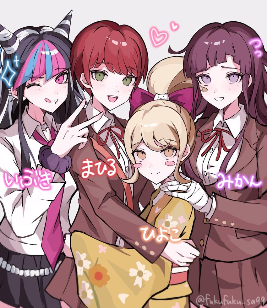 tsumiki mikan, mioda ibuki, saionji hiyoko, and koizumi mahiru (danganronpa and 1 more) drawn by fuku_sa