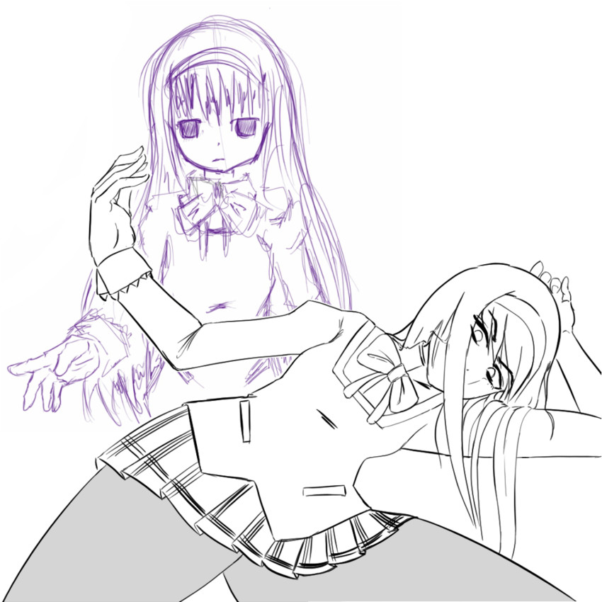 akemi homura and higashikata josuke (mahou shoujo madoka magica and 2 more)