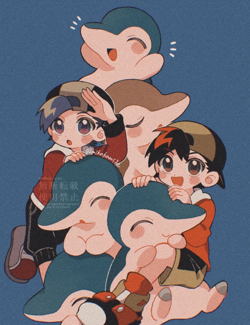 ethan and cyndaquil (pokemon and 2 more) drawn by mikakami1e