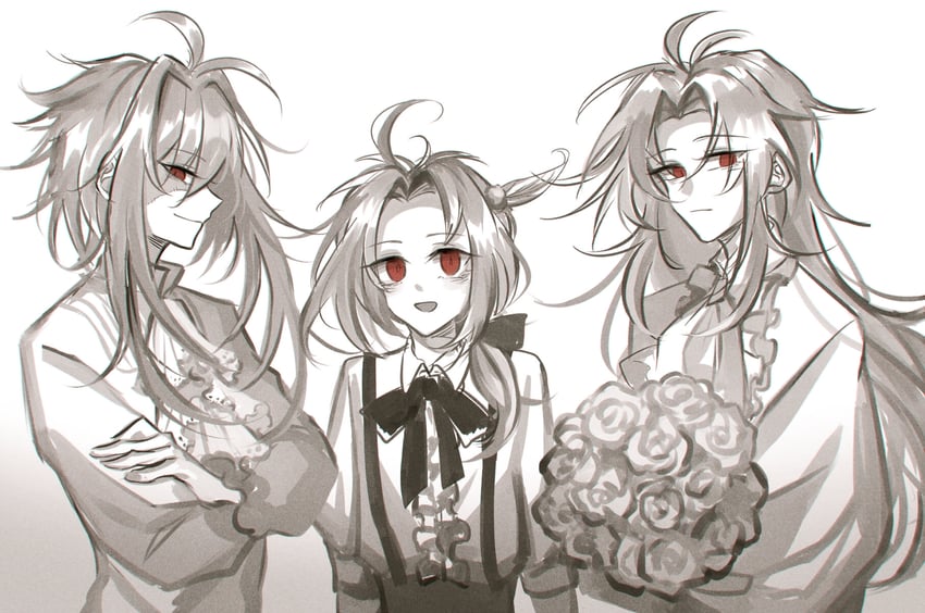 hatsutori hajime, nijou ryuu, and dita iliner (saibou shinkyoku) drawn by yuezhuanlang
