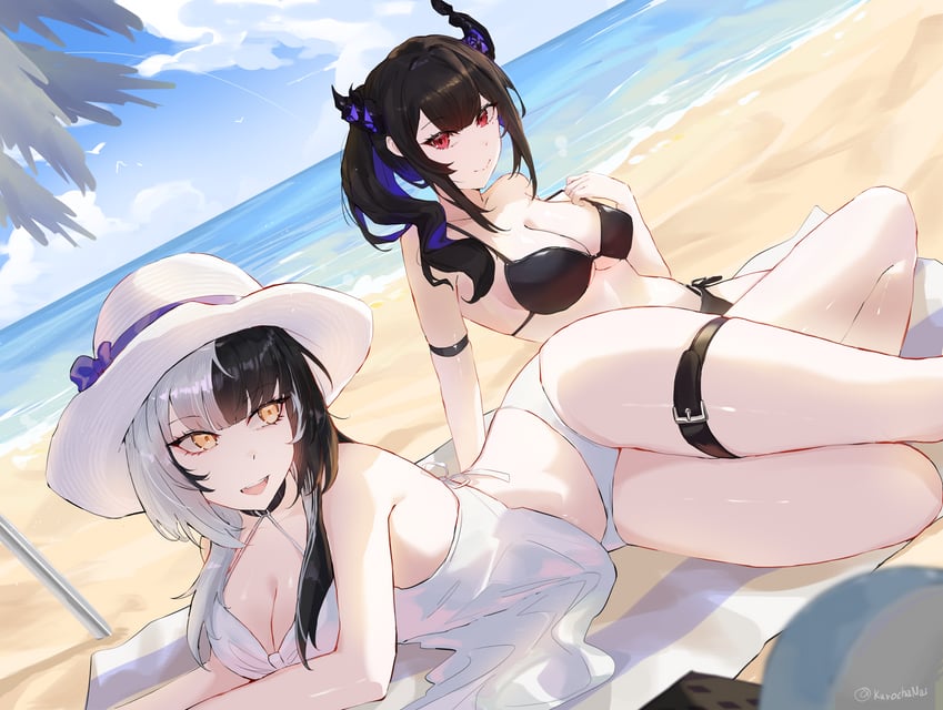shiori novella and nerissa ravencroft (hololive and 1 more) drawn by kurochanai