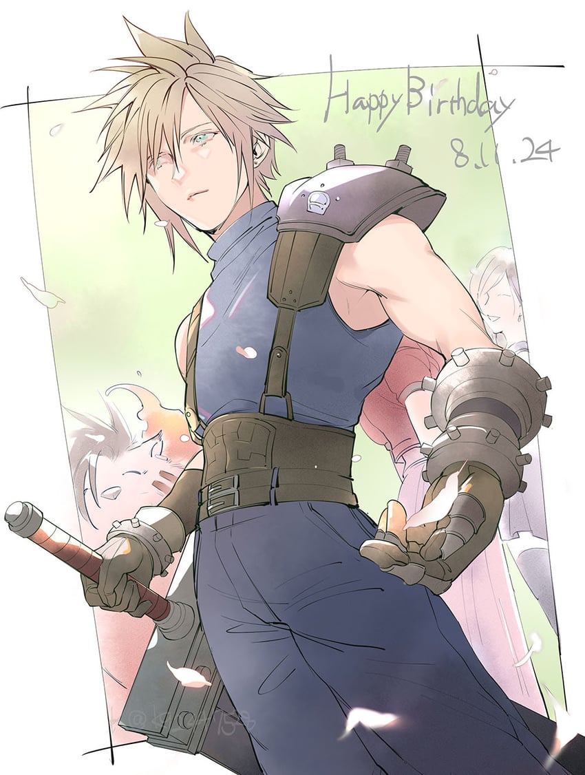 tifa lockhart, cloud strife, aerith gainsborough, and red xiii (final fantasy and 2 more) drawn by mugikoma