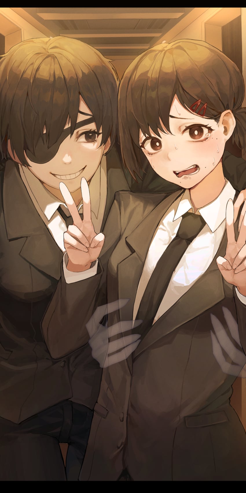 higashiyama kobeni, himeno, and ghost devil (chainsaw man) drawn by yogu_(user_rxdx2445)