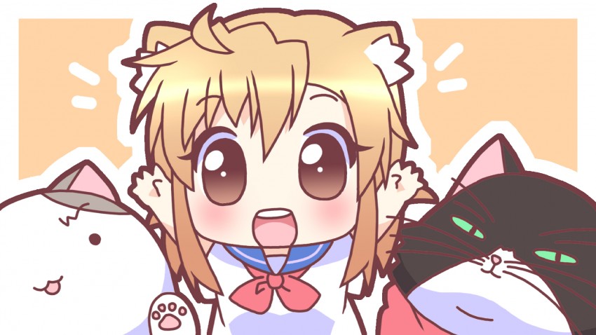 mizuno kaede, nyamsas, and tama (nyan koi!) drawn by mirai_(sugar)