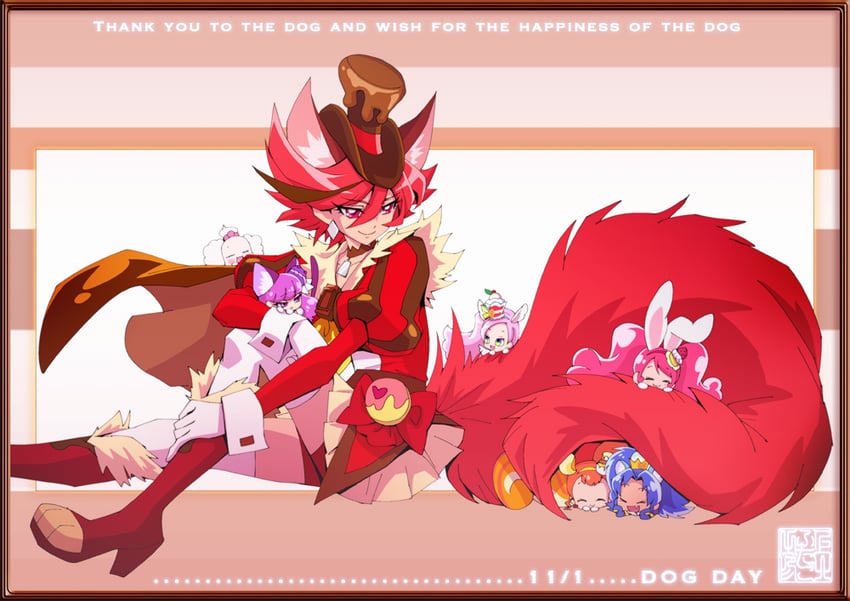 usami ichika, kotozume yukari, tategami aoi, kenjou akira, cure macaron, and 7 more (precure and 1 more) drawn by kamikita_futago