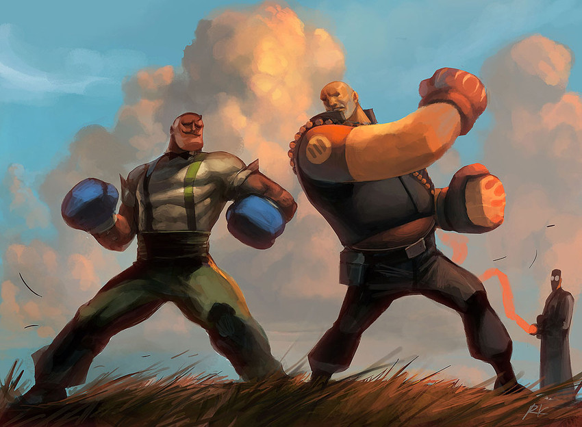 medic, heavy, red heavy, red medic, and dudley (street fighter and 1 more) drawn by robert_kim