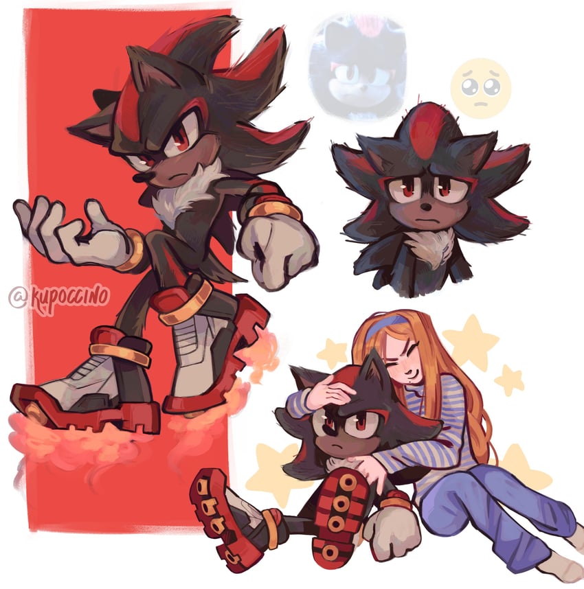 shadow the hedgehog and maria robotnik (sonic and 1 more) drawn by kupoccino