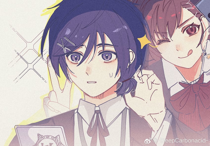 yuuki makoto and shiomi kotone (persona and 2 more) drawn by carbonacid