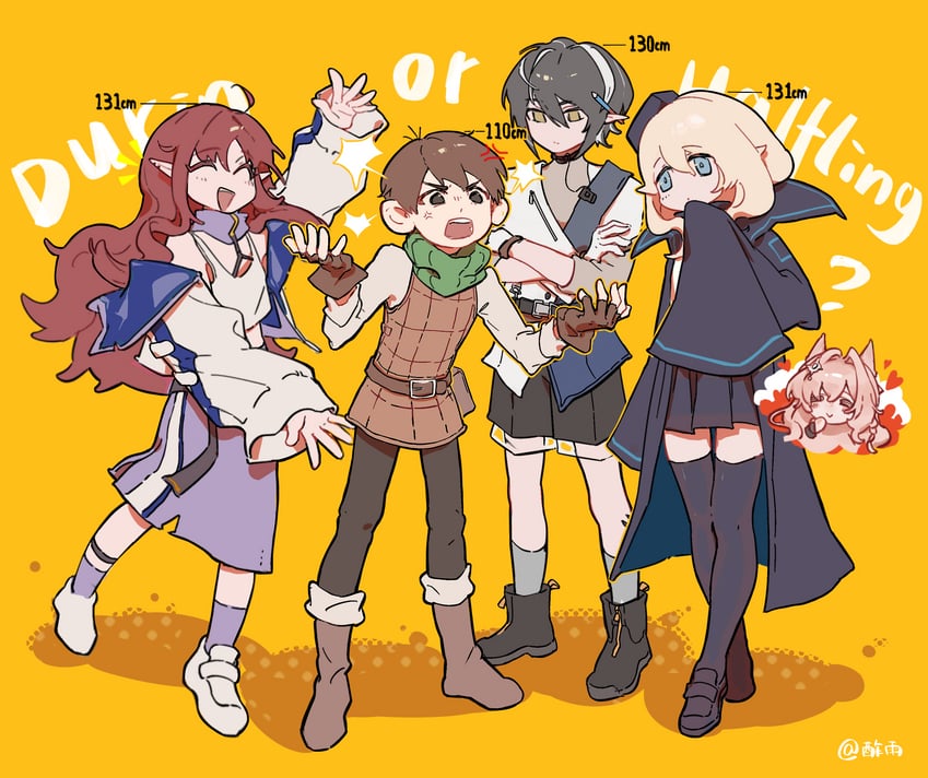 chilchuck tims, myrtle, pozyomka, durin, and minimalist (arknights and 1 more) drawn by bingshicha