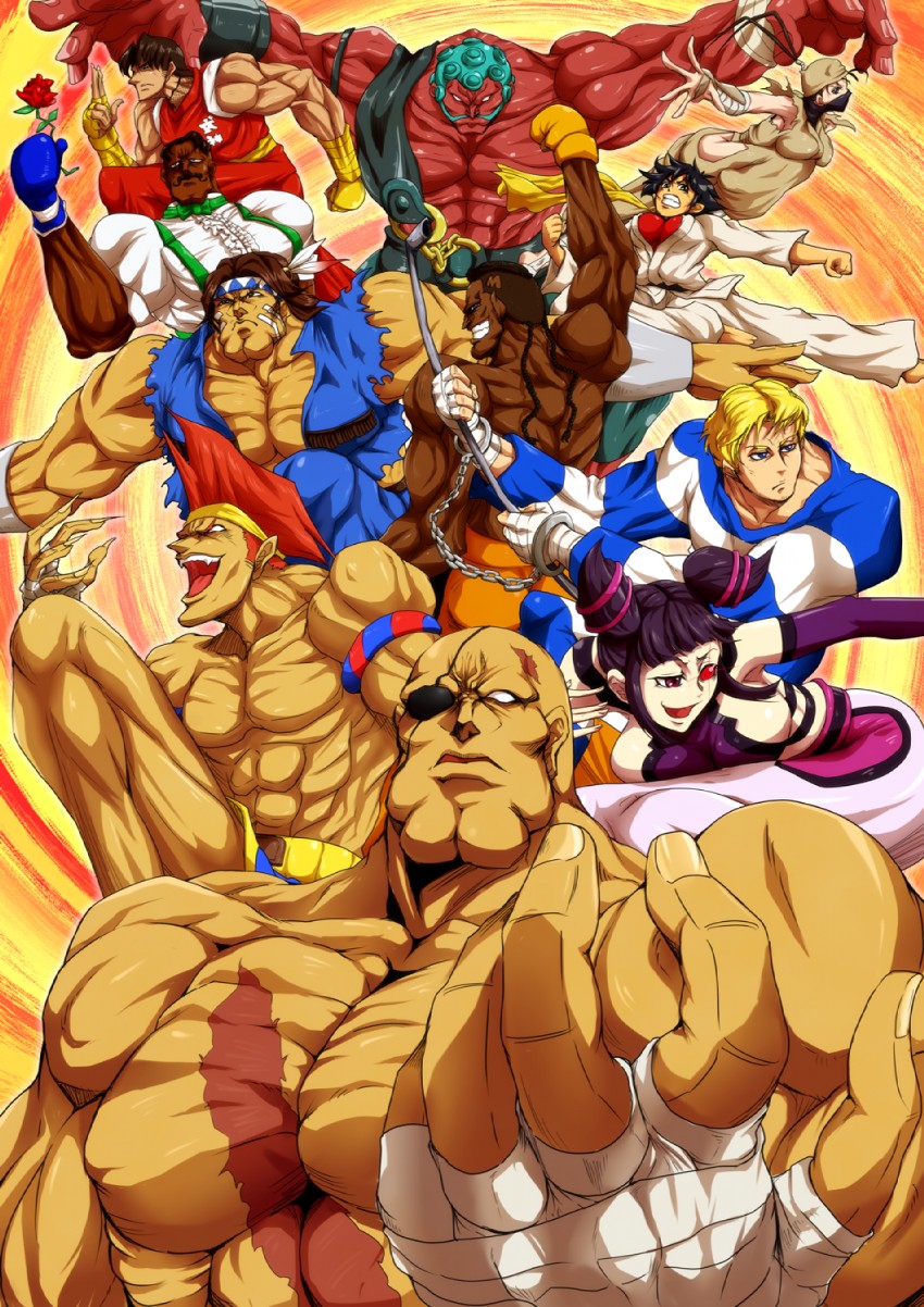 han juri, makoto, ibuki, sagat, cody travers, and 6 more (street fighter and 1 more) drawn by sagattoru