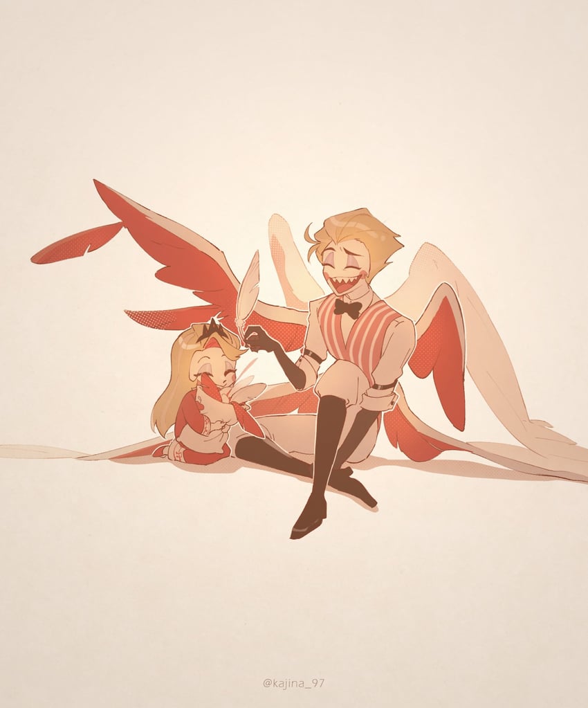 lucifer morningstar and charlie morningstar (hazbin hotel) drawn by kajina_97