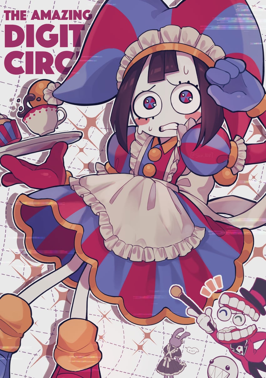 pomni, jax, caine, and bubble (the amazing digital circus) drawn by skn_1027