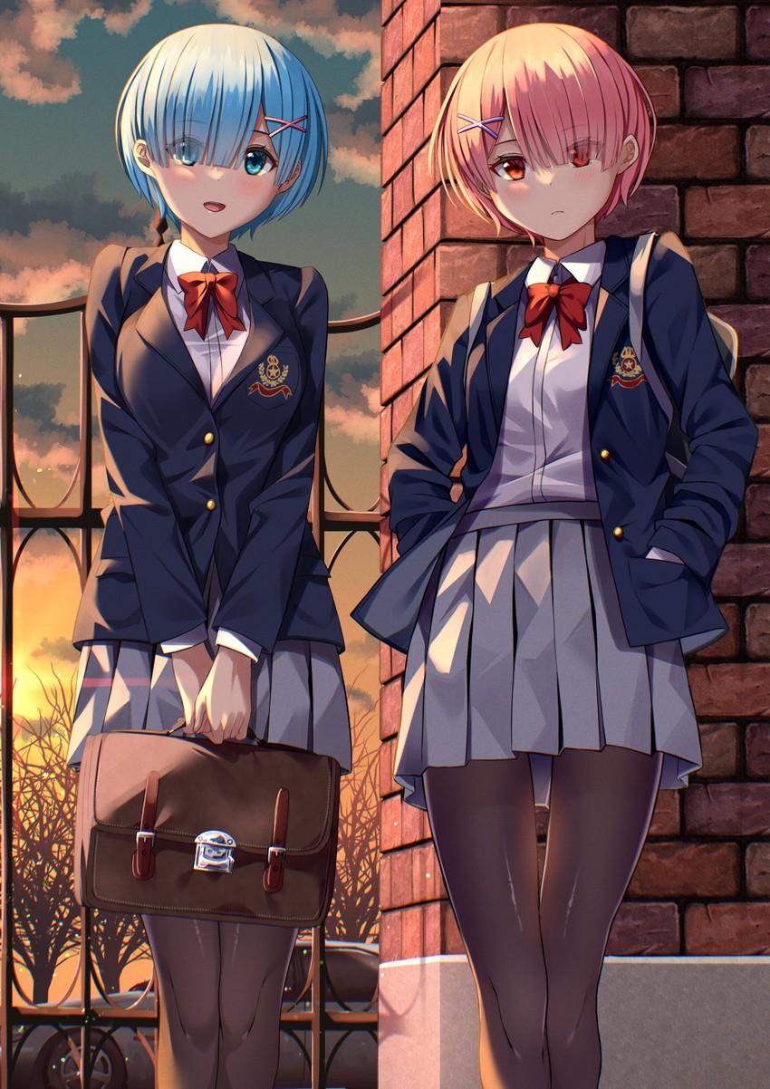rem and ram (re:zero kara hajimeru isekai seikatsu) drawn by nagio_(kiona)
