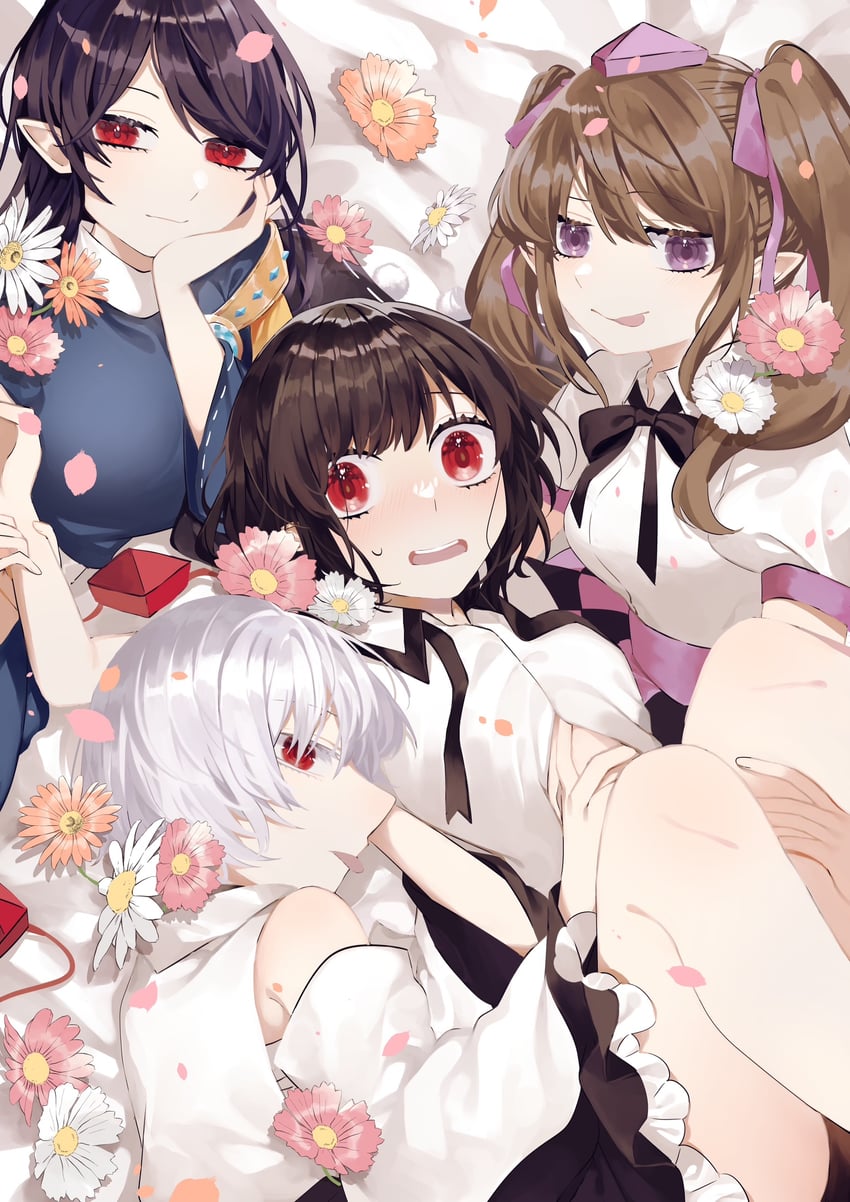 shameimaru aya, inubashiri momiji, himekaidou hatate, and iizunamaru megumu (touhou) drawn by toraneko_2