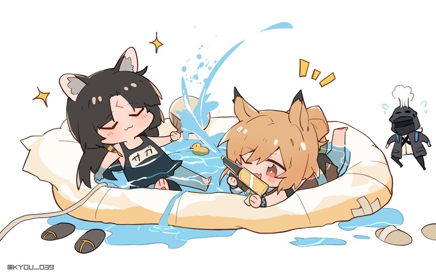doctor, ceobe, and saga (arknights) drawn by kyou_039
