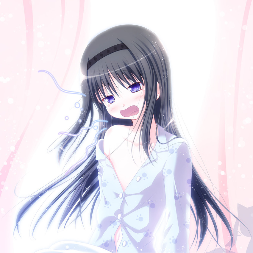 akemi homura and kyubey (mahou shoujo madoka magica) drawn by yuunagi_yuu
