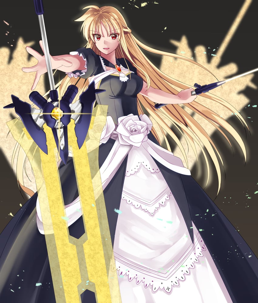fate testarossa and bardiche (lyrical nanoha and 1 more) drawn by sougetsu_izuki