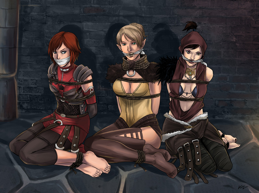 morrigan, leliana, and velanna (dragon age and 1 more) drawn by lost_one_zero