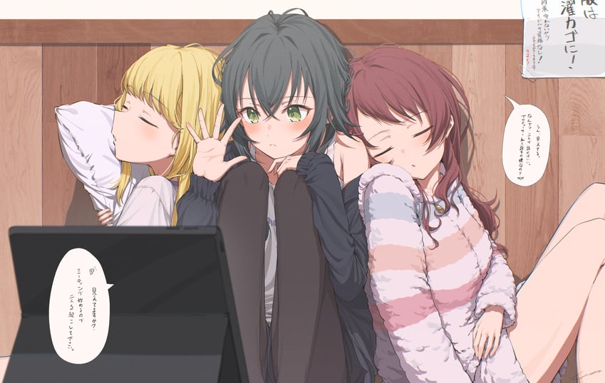 fujita kotone, hanami saki, and tsukimura temari (idolmaster and 1 more) drawn by yo_na