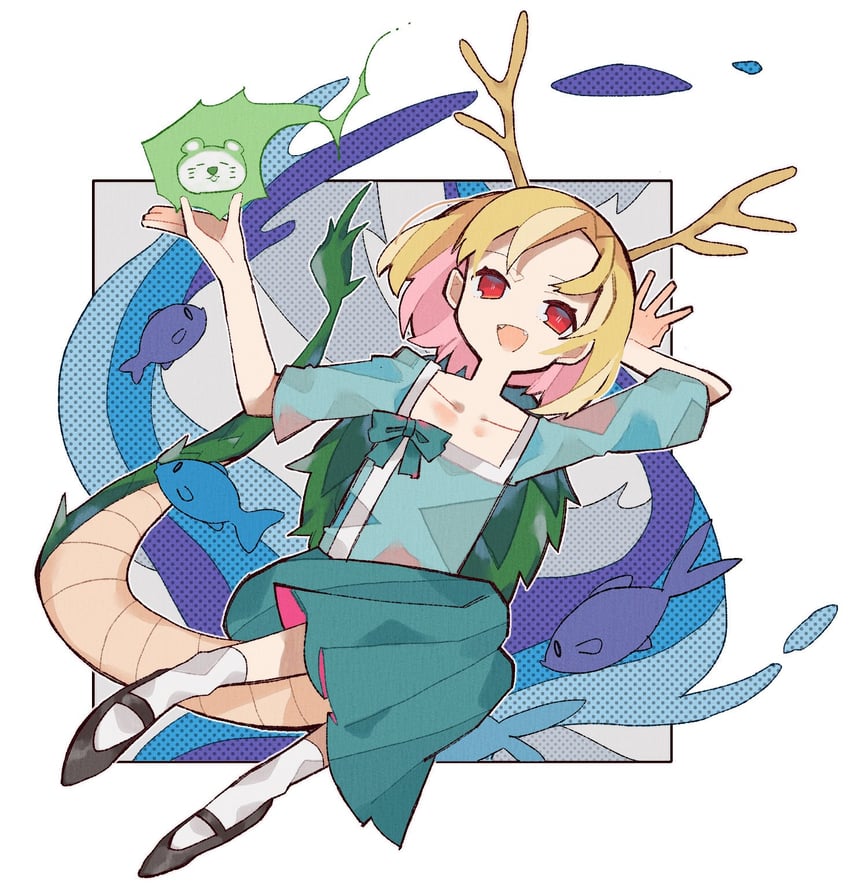 kicchou yachie and otter spirit (touhou) drawn by hatsushiro_mamimu