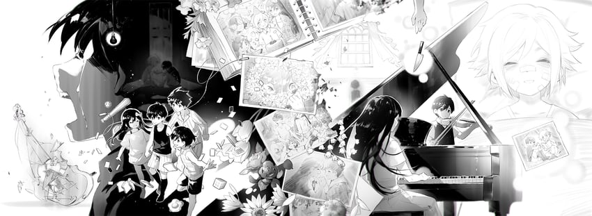 sunny, omori, basil, aubrey, kel, and 2 more (omori) drawn by scorpion5050