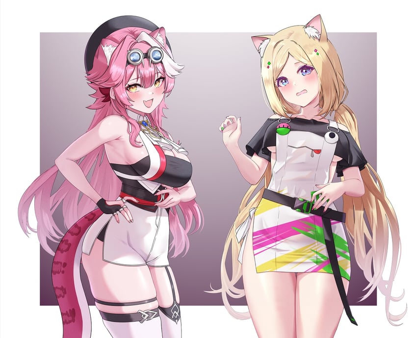 raora panthera and aki rosenthal (hololive and 1 more) drawn by ar-khey