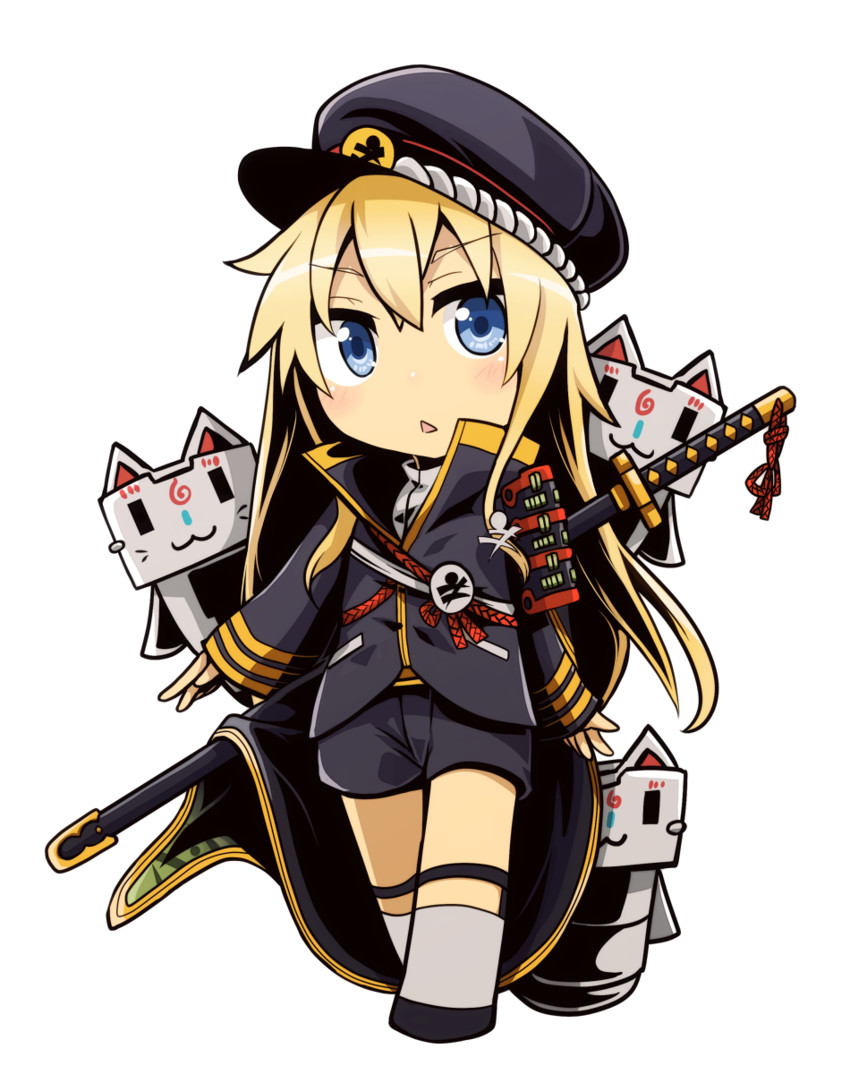 shimakaze, rensouhou-chan, hotarumaru, and konnosuke (kantai collection and 1 more) drawn by tanashi_(mk2)