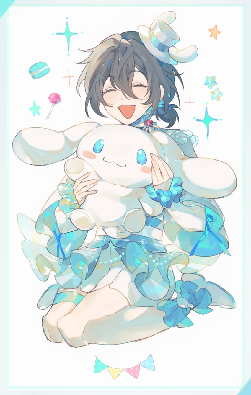 cinnamoroll and shiina niki (ensemble stars! and 2 more) drawn by tie_fei_wu_mang_dashuai