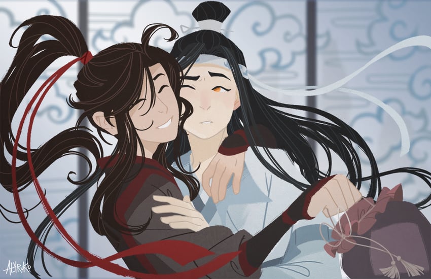 wei wuxian and lan wangji (modao zushi) drawn by alyruko
