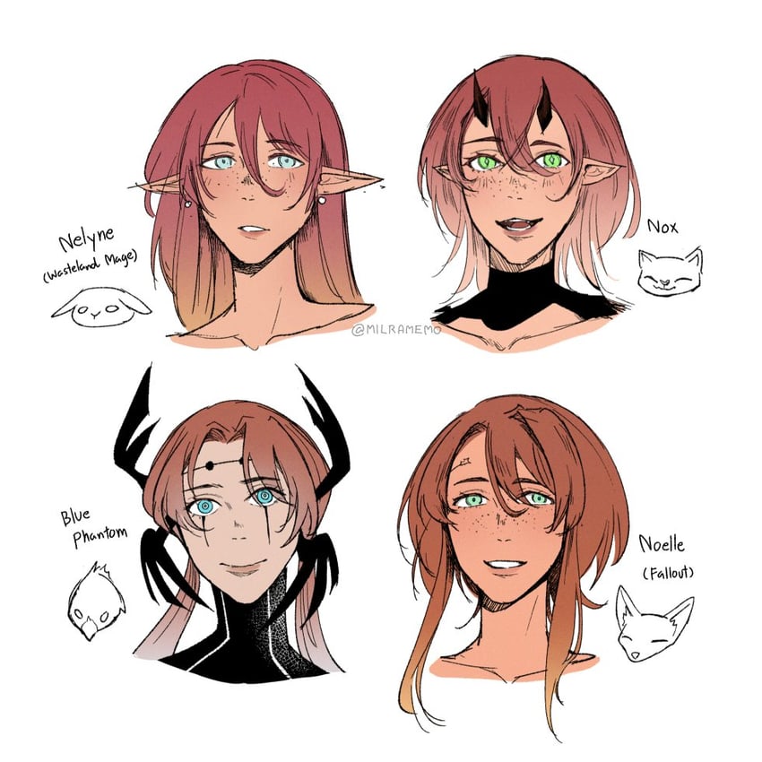 courier, noelle rutherford, and nelyne (original and 2 more) drawn by milramemo
