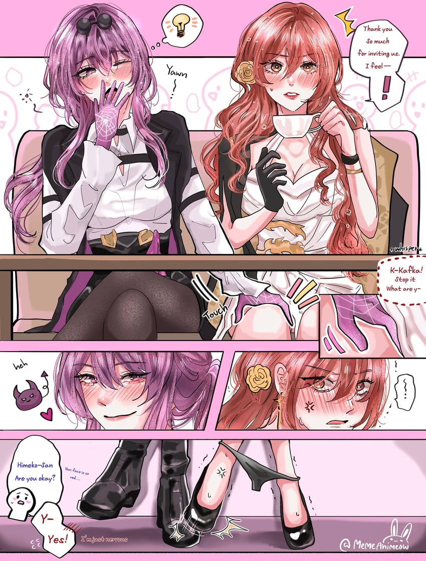 kafka and himeko (honkai and 1 more) drawn by memeanimeow