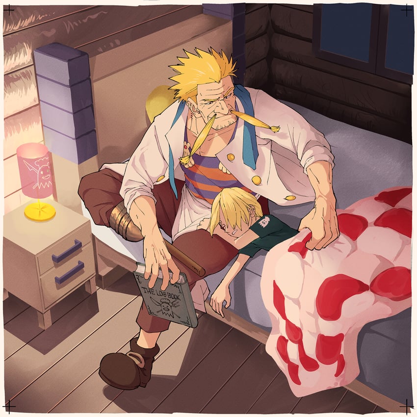 sanji and red-leg zeff (one piece) drawn by how_long