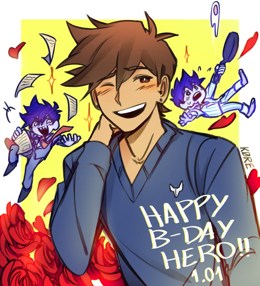 hero and bossman hero (omori) drawn by k0re_drawings