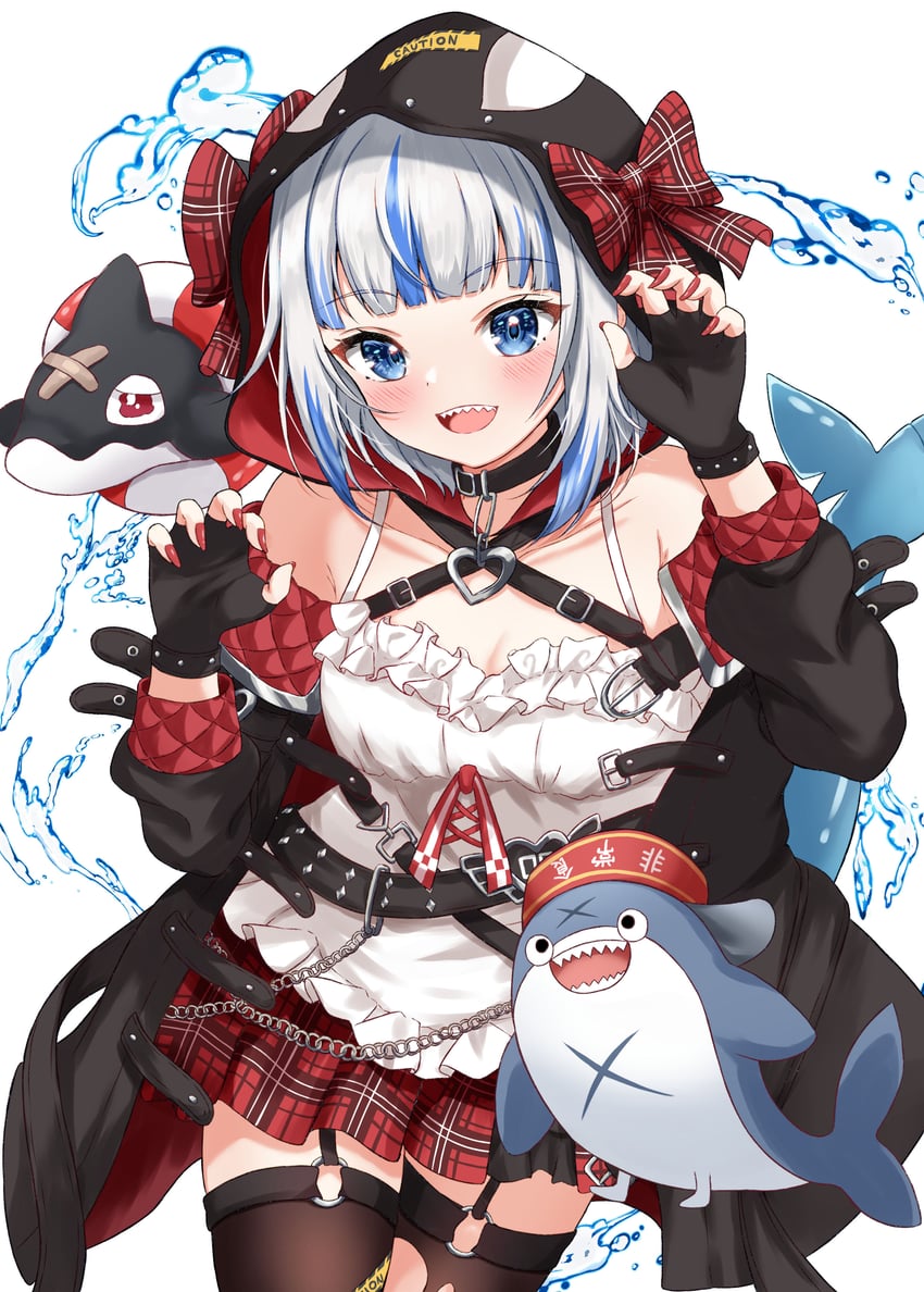 gawr gura, sakamata chloe, and bloop (hololive and 1 more) drawn by rinkaa_(lovelive765pro2)