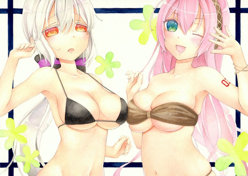 megurine luka and yowane haku (vocaloid) drawn by pochi_(popcooooorn)