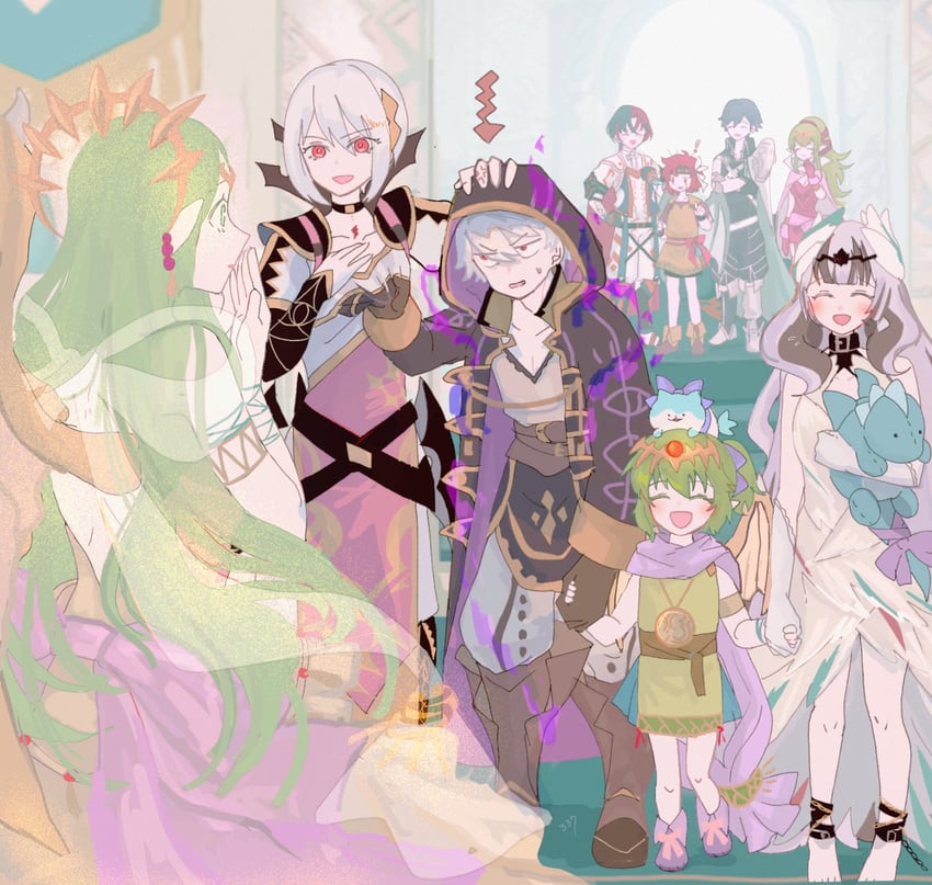 male robin, chrom, tiki, male alear, veyle, and 3 more (fire emblem and 4 more) drawn by sasaki_(dkenpisss)